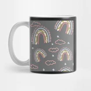 cute boho rainbow pattern grey Mug